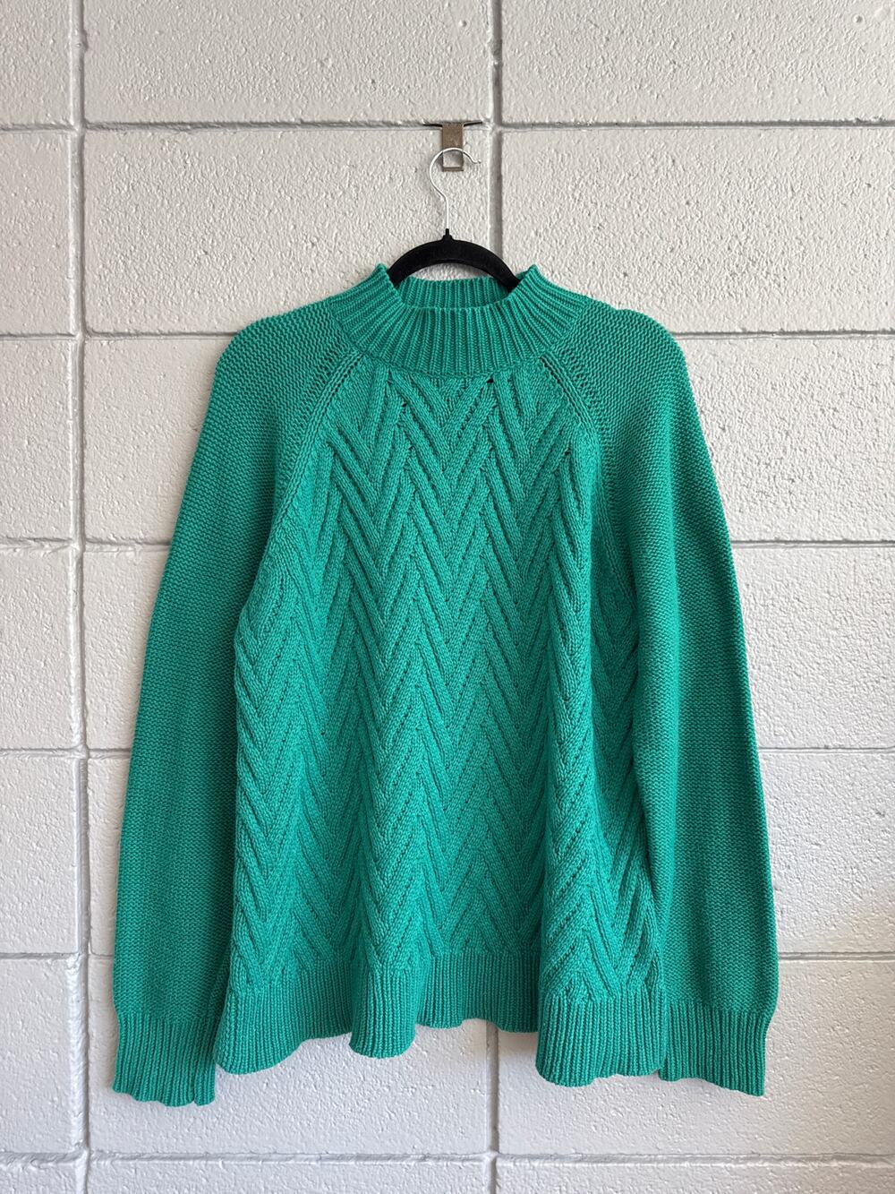 Vintage Chaps Mock Neck Cable Knit Kerry Green Sweater size XXL